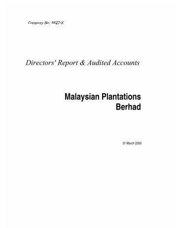 Malaysian Plantations Berhad - Announcements