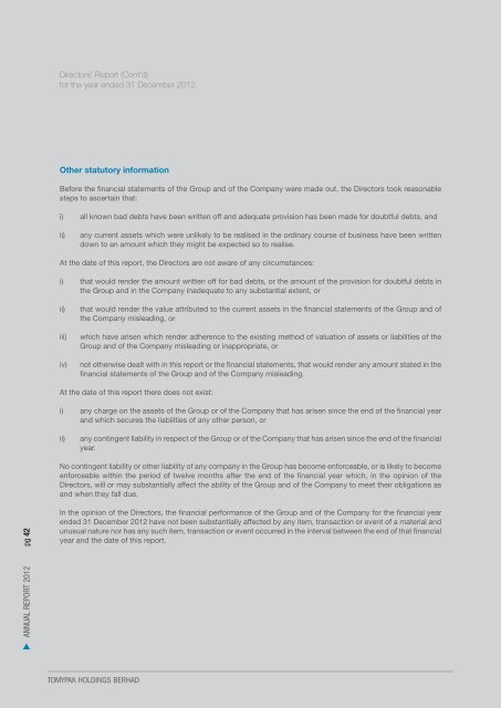 tomypak holdings berhad annual report 2012 - Announcements ...