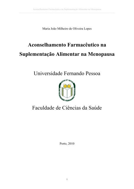 Aconselhamento Farmacêutico na Suplementação Alimentar na ...