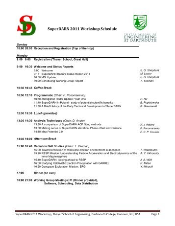 Workshop Program - Thayer School of Engineering - Dartmouth ...