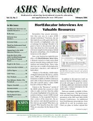 ASHS Newsletter - American Society for Horticultural Science