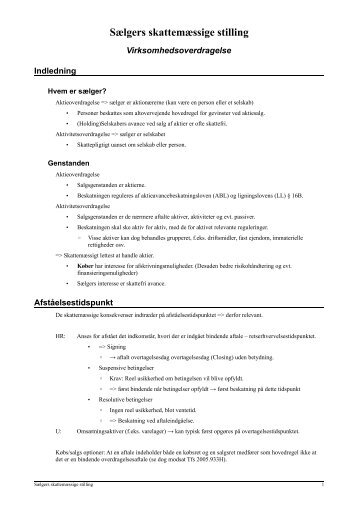 Sælgers skattemæssige stilling - JuraWiki