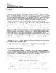 Experiment 1 Stoichiometry : Solids Determining the Formula of a ...