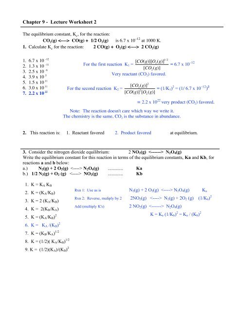 Chapter 9 Lecture Worksheet 2