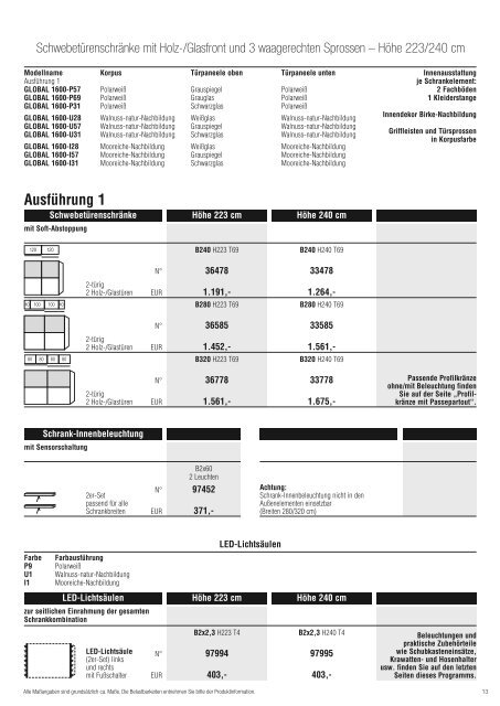 Global 2100 und 2100 System Global 1600 - Europa Möbel