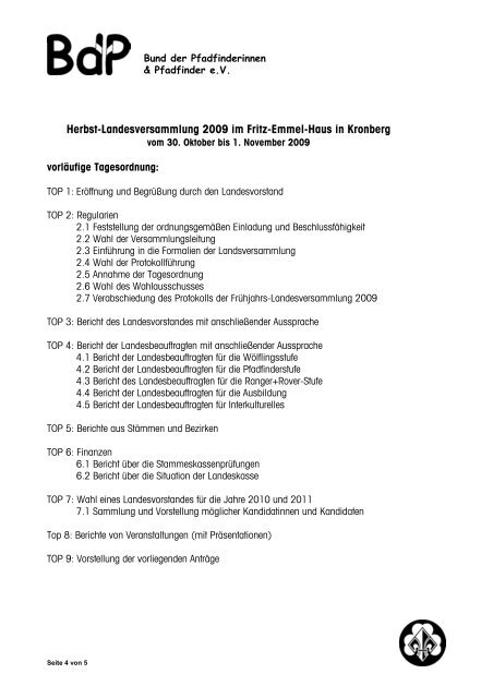 „Kurs für Meutenführungen“ (KfM) 2010 - BdP Landesverband Hessen