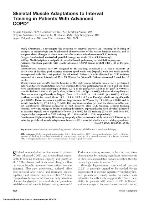 Skeletal Muscle Adaptations to Interval Training in Patients With ...