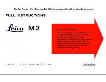 Leica M2 instruction manual