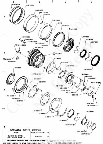 Olympus 40mm f2 Lens Exploded Parts Diagram 0483 - Lens-Club