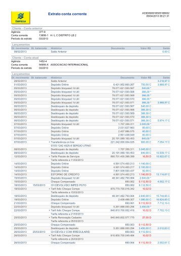 Extrato conta corrente - E-district.org