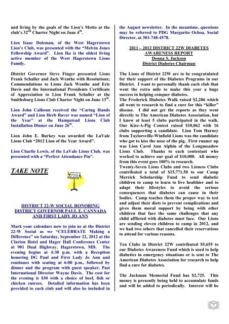 Lions Club Newsletter - July 2012 - E-district.org