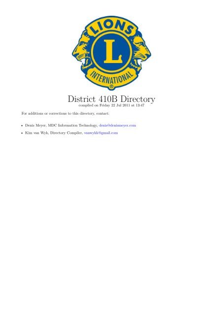 District 410B Directory - E-district.org