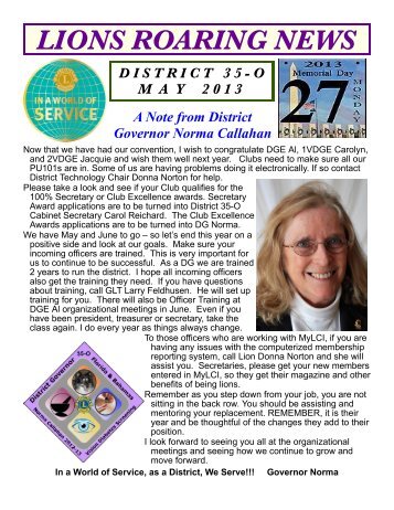 District Newsletter - Lions of Florida & Bahamas