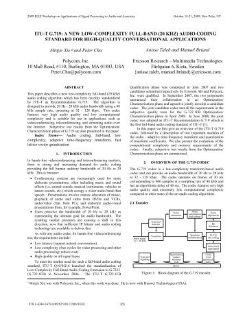 ITU-T G.719: A New Low-Complexity Full-Band (20KHZ ... - Polycom