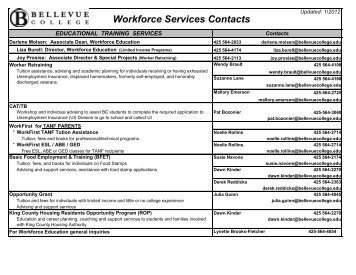 Workforce Services Contacts - Bellevue College