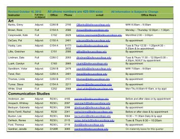 Faculty Office Hours - Bellevue College