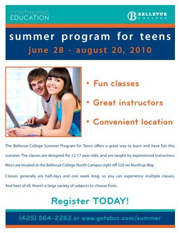 summer program for teens - Bellevue College Continuing Education