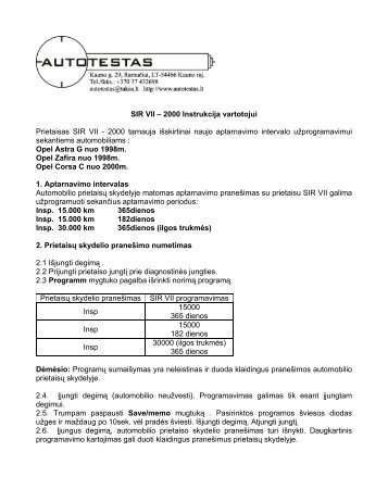 Vartotojo instrukcija - Autotestas