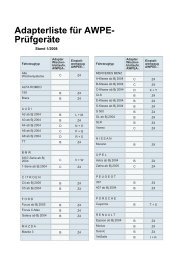 Adapterliste für AWPE- Prüfgeräte