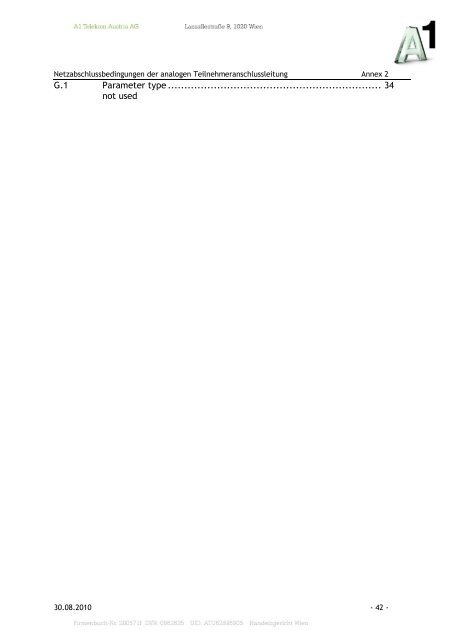 Netzabschlussbedingungen der analogen ... - A1.net