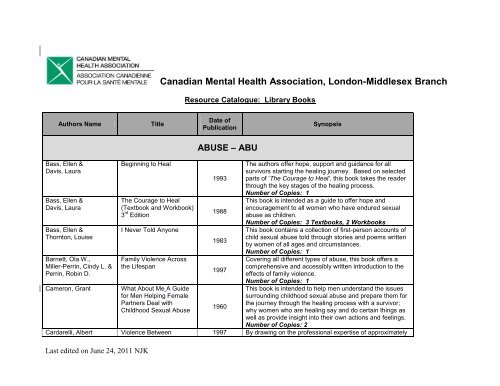 Download - Canadian Mental Health Association, London ...