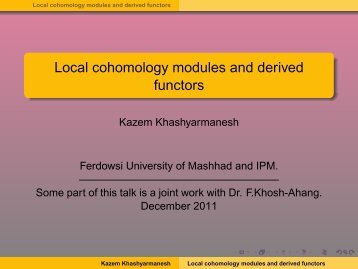 Local cohomology modules and derived functors - IPM