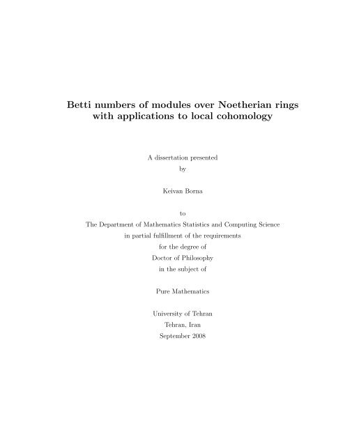 Betti numbers of modules over Noetherian rings with ... - IPM