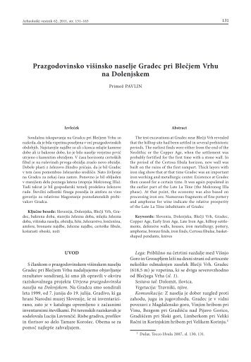 Celotno besedilo (pdf) - Arheolo?ki vestnik - ZRC SAZU