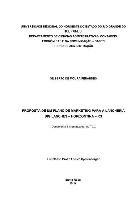 proposta de um plano de marketing para a lancheria big ... - Unijuí