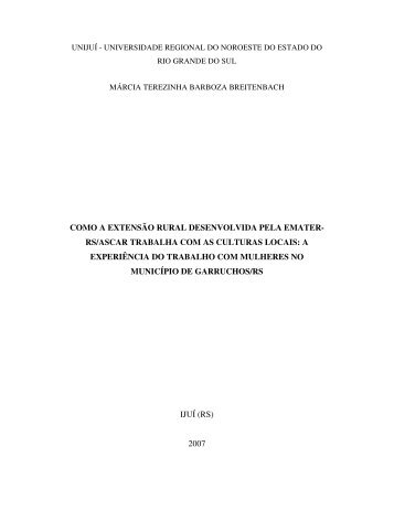 como a extensão rural desenvolvida pela emater - Unijuí