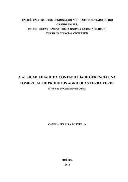 a aplicabilidade da contabilidade gerencial na comercial de ... - Unijuí