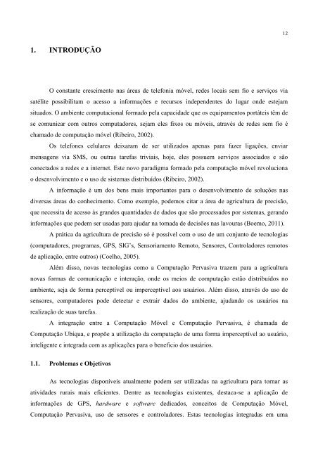 um sistema de auxílio à coleta de dados na área de agricultura de ...