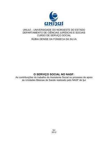 o serviço social no nasf - Unijuí