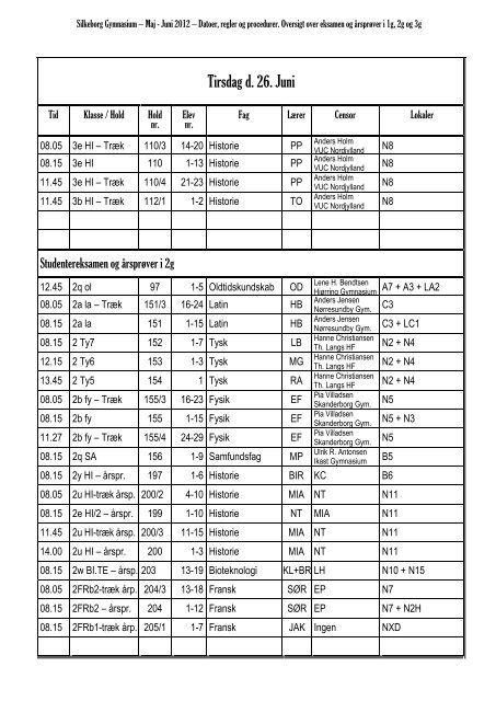 Mundtlig studentereksamen og årsprøver - maj & juni 2011