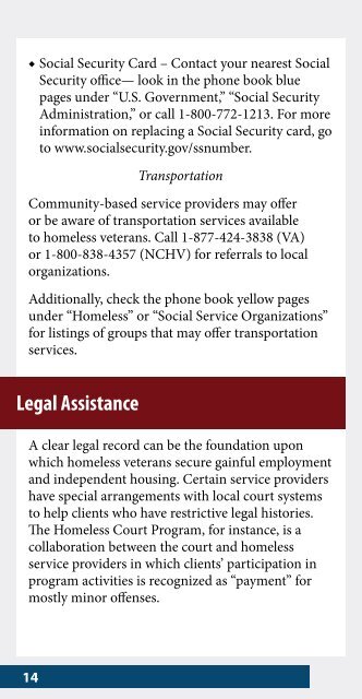 ON-CALL: Handbook for Homeless Veterans and Service Providers