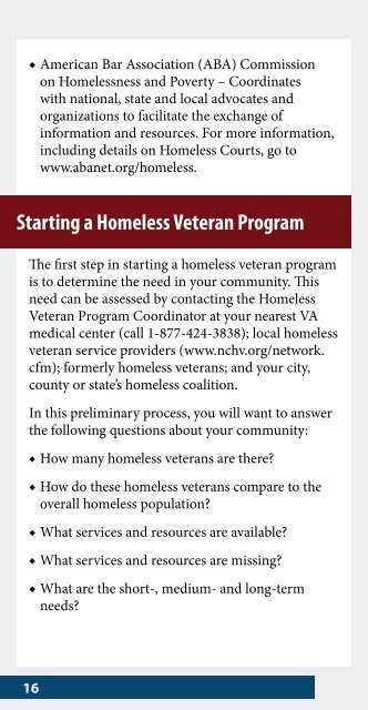 ON-CALL: Handbook for Homeless Veterans and Service Providers