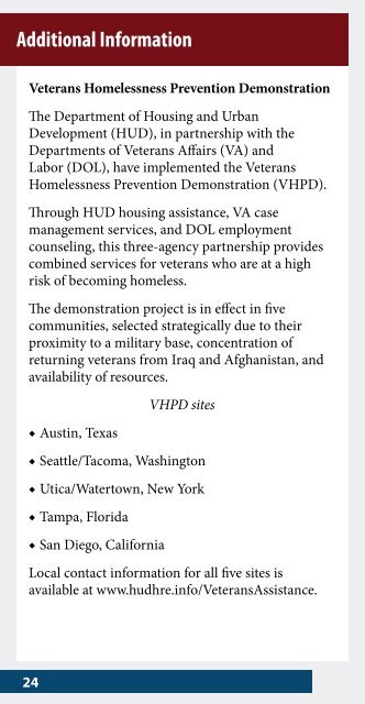 ON-CALL: Handbook for Homeless Veterans and Service Providers