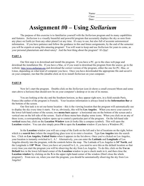 Stellarium 10 - Using Stellarium - Faculty Web Pages