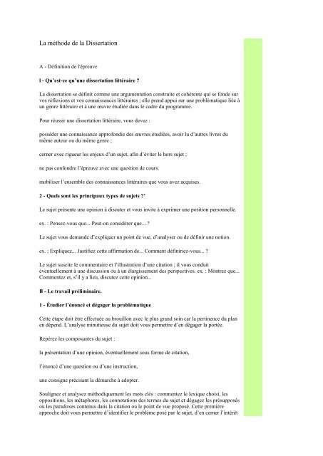 La Methode De La Dissertation