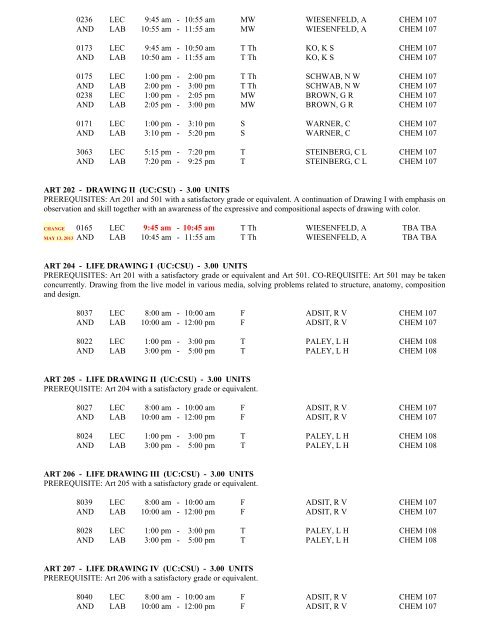 LOS ANGELES CITY COLLEGE FALL 2013 CLASS SCHEDULE ...