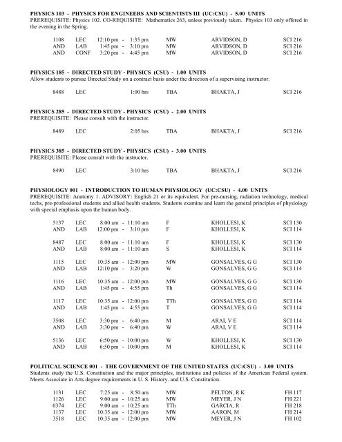 LOS ANGELES CITY COLLEGE FALL 2013 CLASS SCHEDULE ...