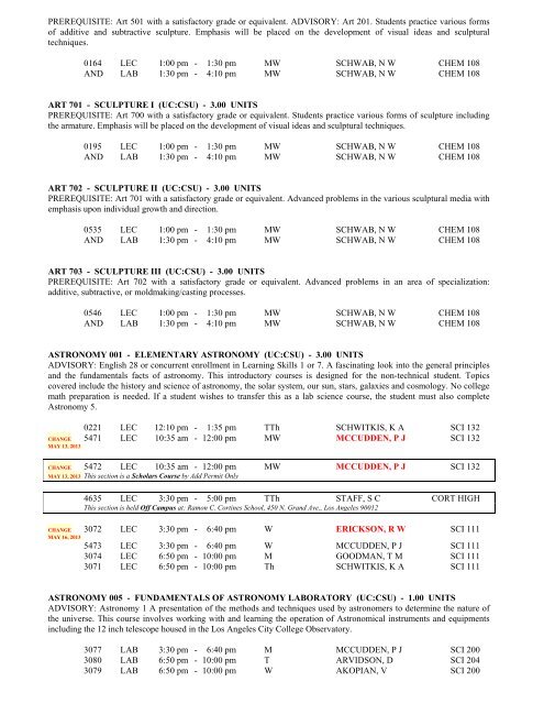 LOS ANGELES CITY COLLEGE FALL 2013 CLASS SCHEDULE ...