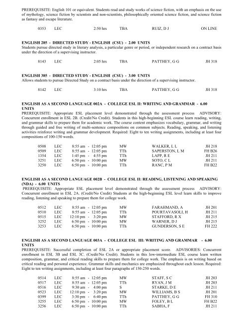 LOS ANGELES CITY COLLEGE FALL 2013 CLASS SCHEDULE ...