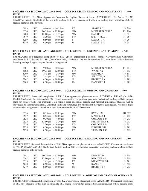 LOS ANGELES CITY COLLEGE FALL 2013 CLASS SCHEDULE ...