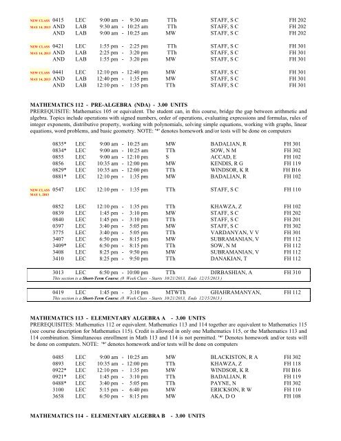 LOS ANGELES CITY COLLEGE FALL 2013 CLASS SCHEDULE ...