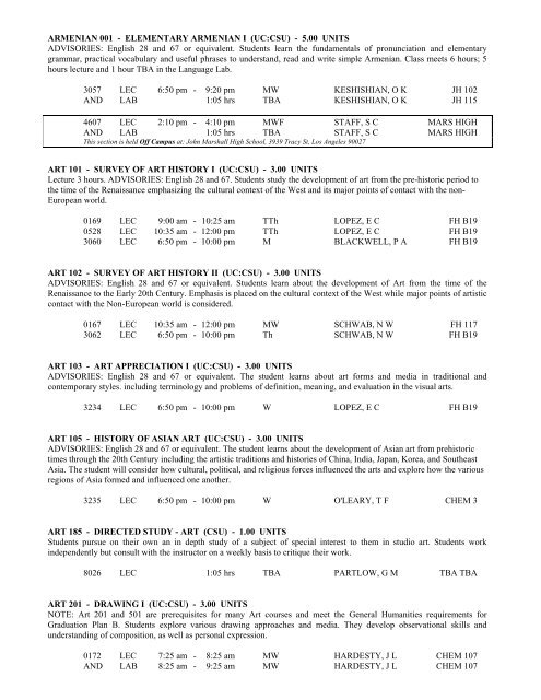 LOS ANGELES CITY COLLEGE FALL 2013 CLASS SCHEDULE ...