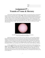 Assignment #7 – Transits of Venus & Mercury - Faculty Web Pages