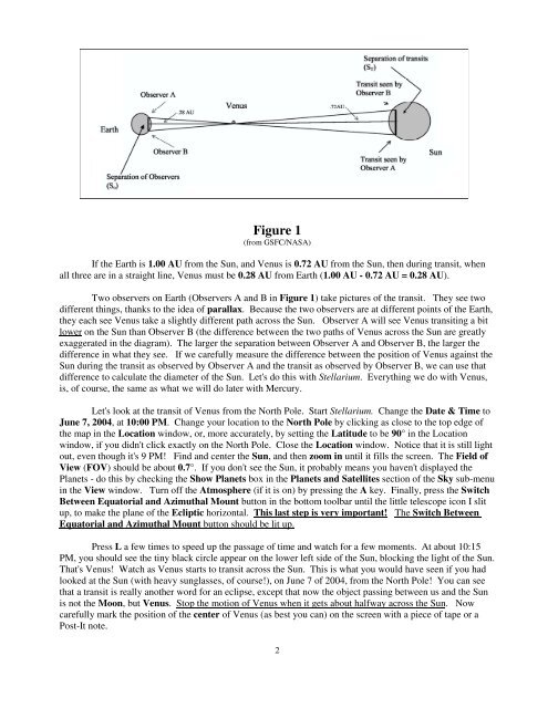 Assignment #7 – Transits of Venus & Mercury - Faculty Web Pages