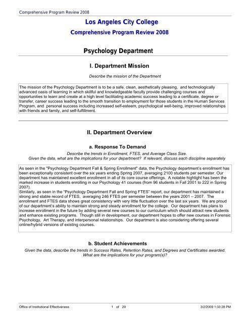 Los Angeles City College Psychology Department