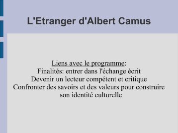 L'Etranger d'Albert Camus - Lettres, Histoire et Géographie au lycée ...